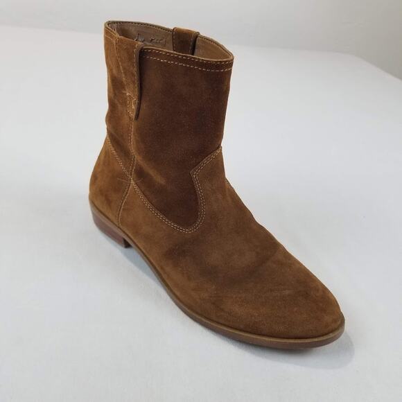 Rebecca Minkoff Boots Womens 7.5 Brown Suede Ankle Western Pull On Low Heel - Picture 1 of 10